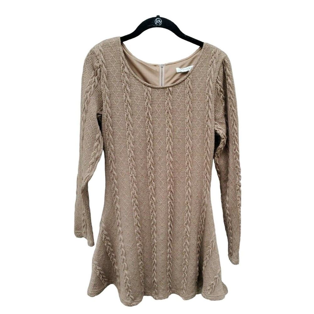 Loveriche Sweater Dress Medium Womens Brown Long Sleeve Knee Length Stretch